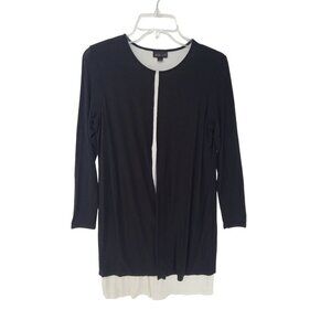 J Jill Wearever Collection Dress Shift Black White Stretch Layered Size Small